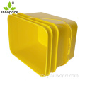 cubo de plástico cuadrado rectangular verde con mango